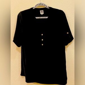 Anne Klein black crepe blouse